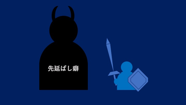 先延ばし癖に立ち向かうイメージ図